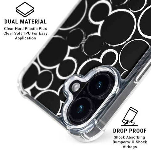 Disney Mickey Mouse Logo Pattern iPhone 16 Clear Case